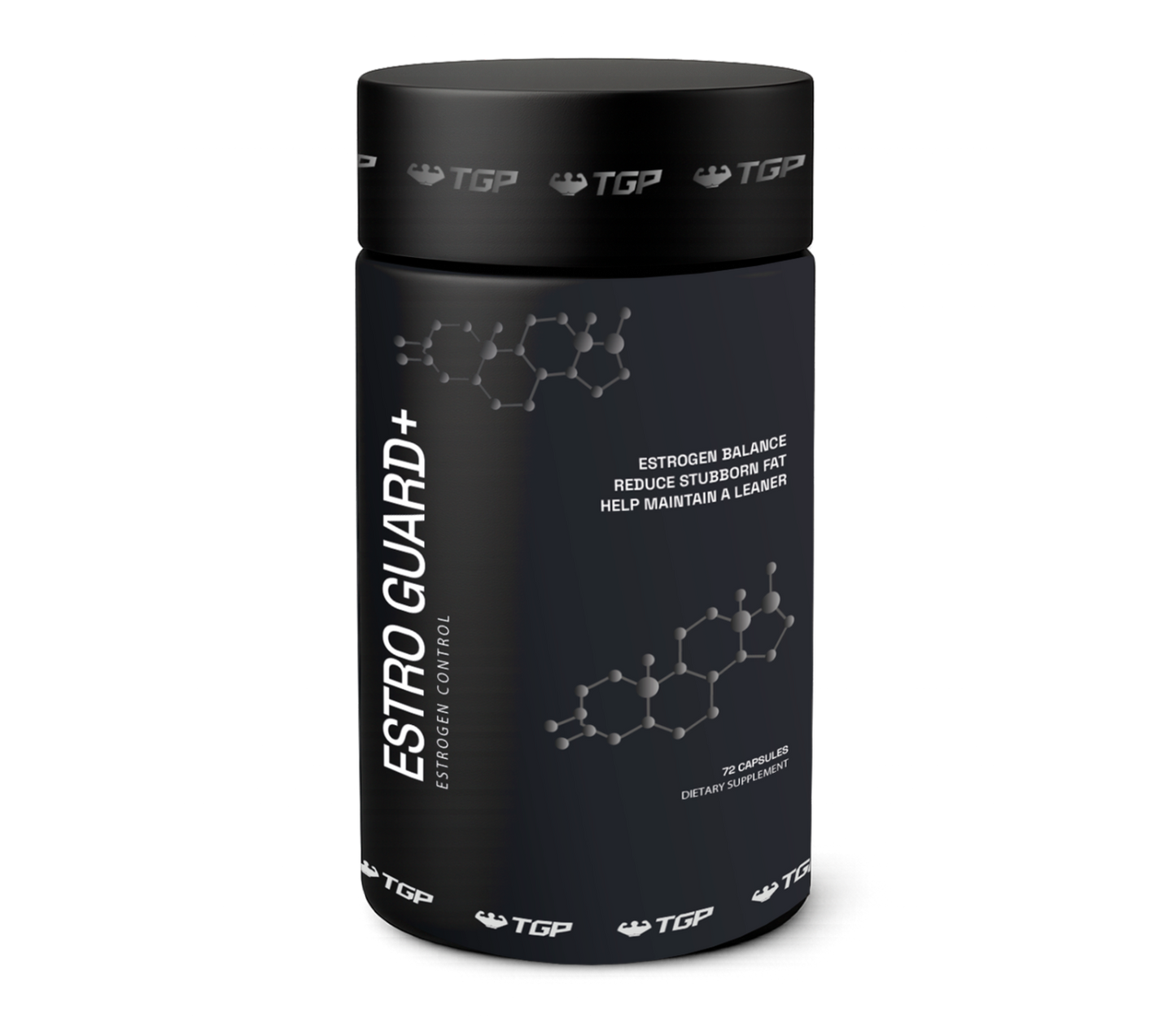 Black container labeled 'ESTRO GUARD+' on a white background