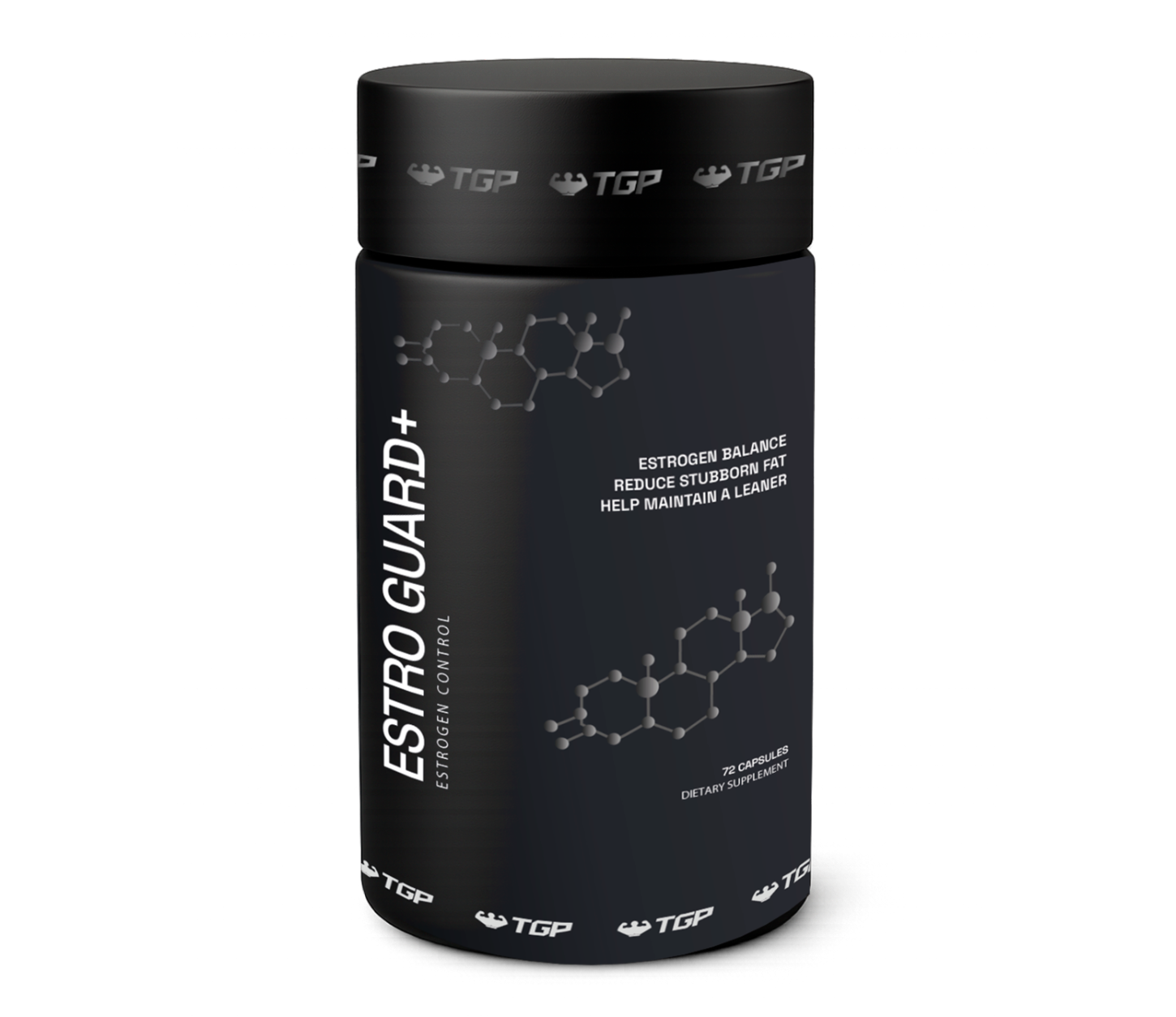 Black container labeled 'ESTRO GUARD+' on a white background